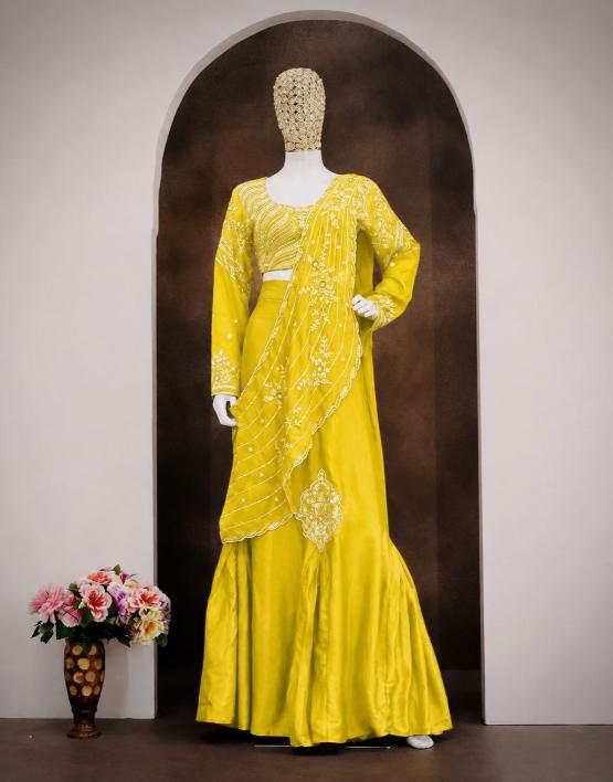 Trending Stylelish BB 73  Chinon Silk Yellow Surat lehenga choli suppliers
